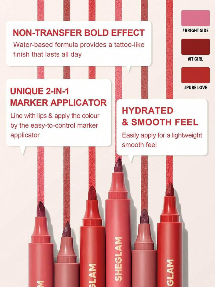 SHEGLAM Love Stained Lip Tint Marker - Matte Red Pen - Lip Products - SHEGLAM -- United Arab Emirates -- Pinky Cosmetics
