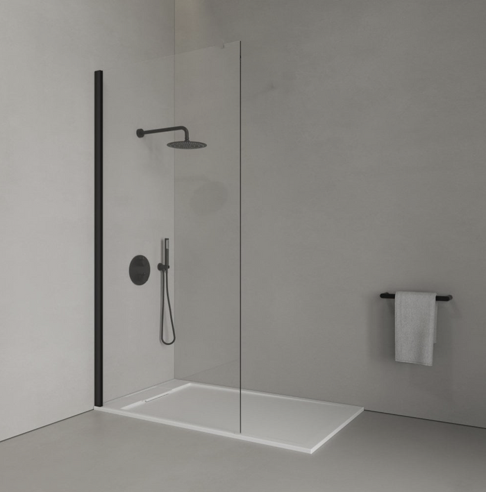 Shower Glass - Stream Series Side Panel 800X1950mm - Black