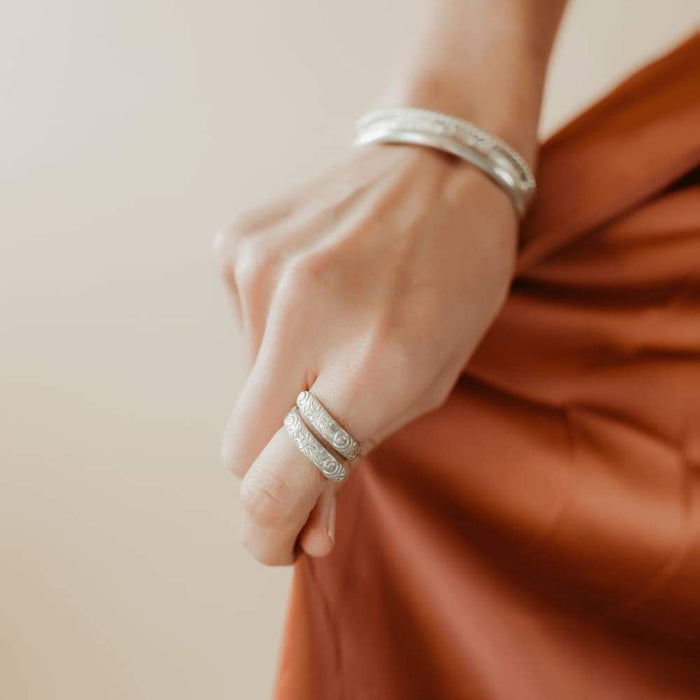 Silver Floral Journey Ring - Women’s Bangles