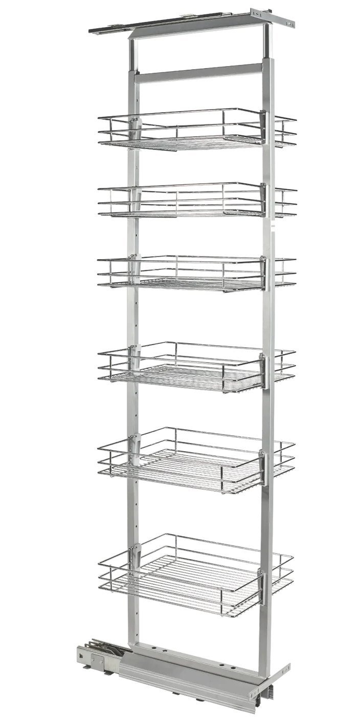 Soft-Close Pull Out Pantry Shelf, Wire Basket for 11-13/16 inch (300 mm) Kitchen Cabinets - 6 Tiers - Chrome