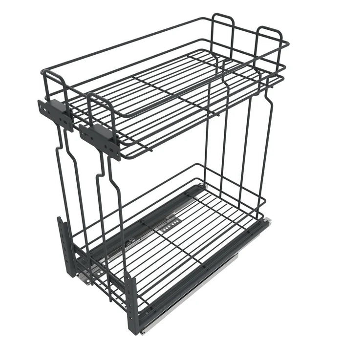 Soft-Close Wire Pull Out Pantry Shelf for 19-11/16 inch (500 mm) Kitchen Cabinets - 2 Tiers - Anthracite