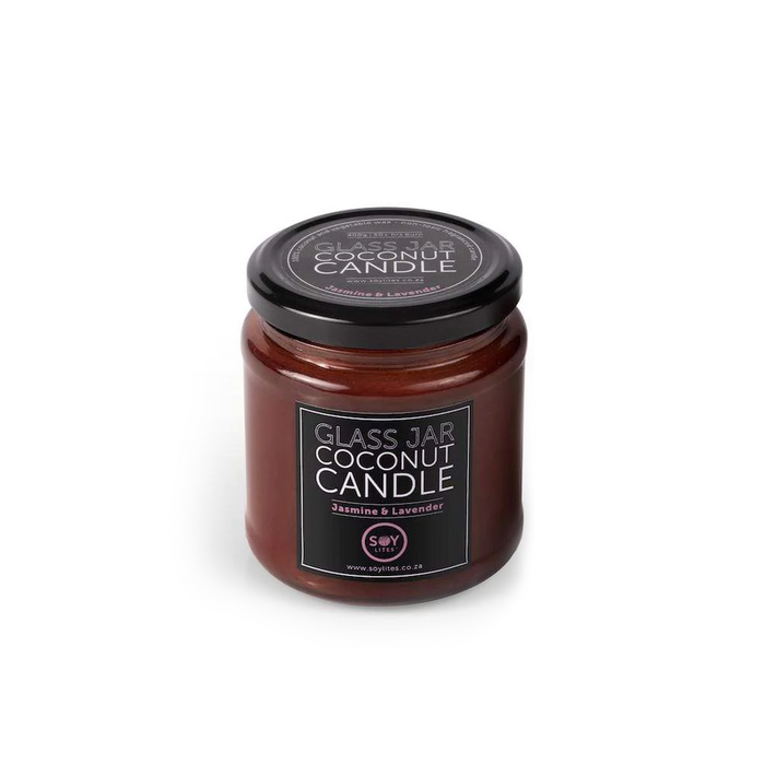 SoyLites | Amber Glass Jar Coconut Candle | Jasmine & Lavender 400g