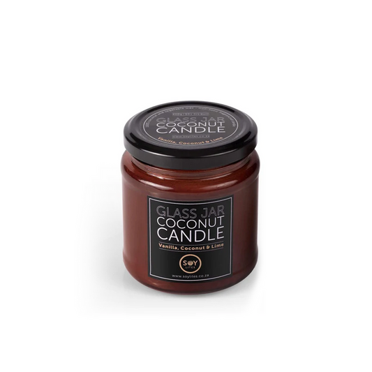 SoyLites | Amber Glass Jar Coconut Candle | Vanilla, Coconut & Lime 400g