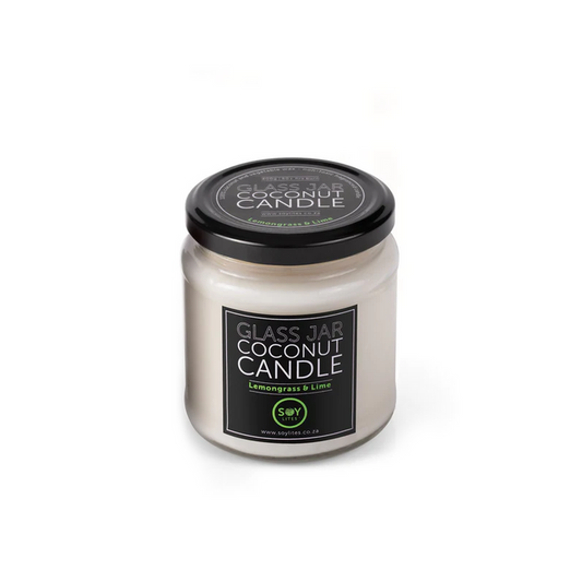 SoyLites | Clear Glass Jar Coconut Candle | Lemongrass & Lime 400g