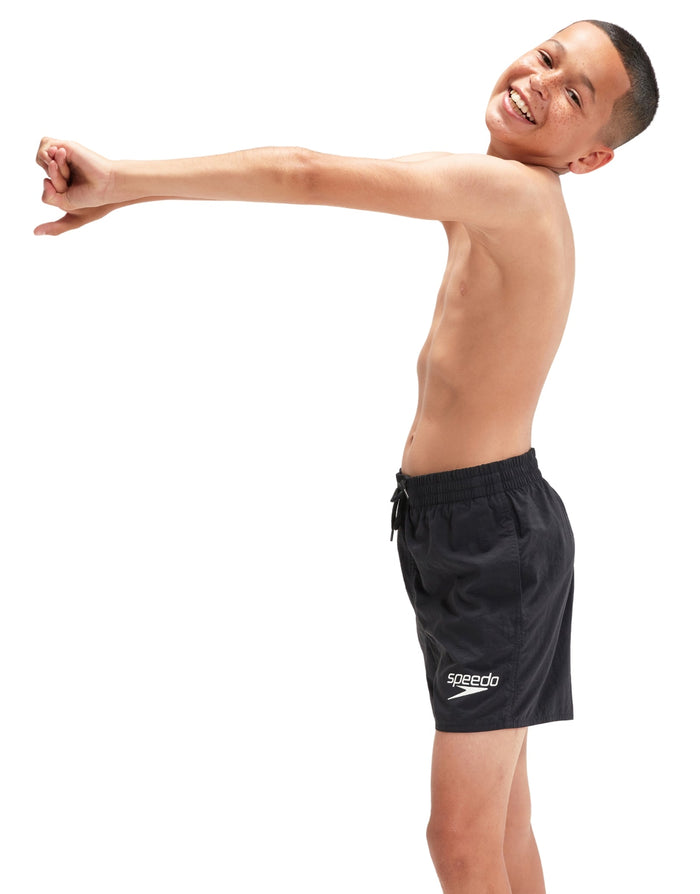 Black Speedo Boys Essential 13-inch watershorts with white logo
