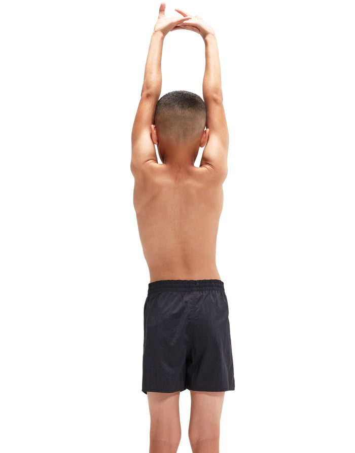 Black Speedo Boys Essential 13-inch watershorts with elastic waistband and drawstring