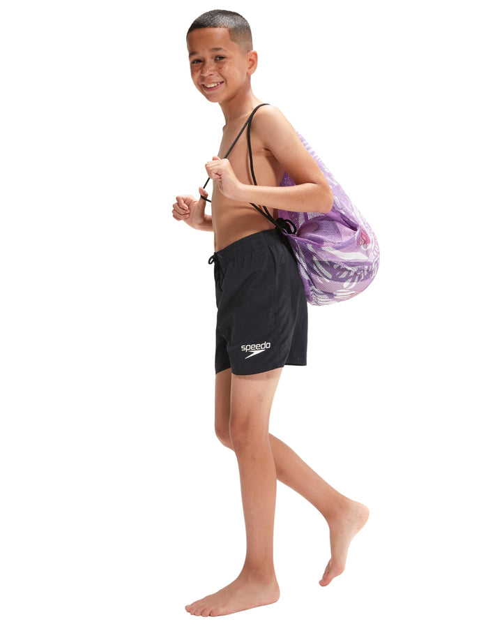 Black Speedo Boys Essential 13’’ watershorts with white logo