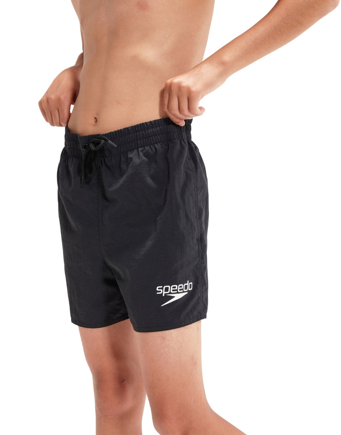 Black Speedo Boys Essential 13’’ watershorts with white logo