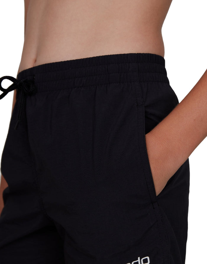 Black Speedo Boys Essential 13’’ swim shorts with white logo pocket