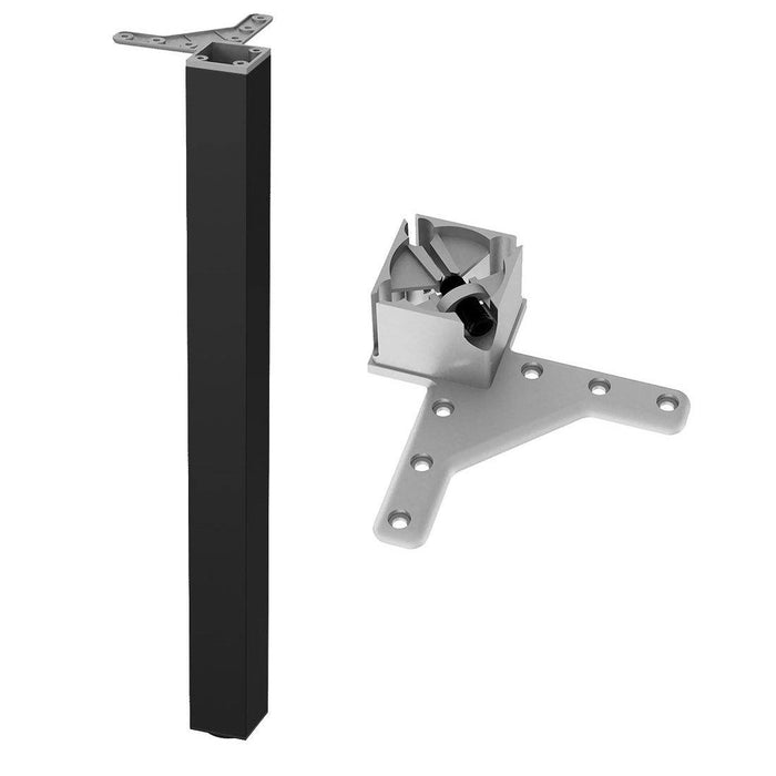 Square Furniture Leg 710mm, Black, ZnAl Mounting Plate Furnica