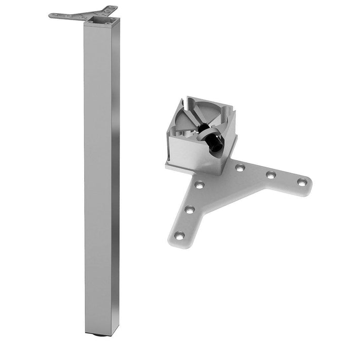 Square Furniture Leg 710mm, Chrome, ZnAl Mounting Plate Furnica