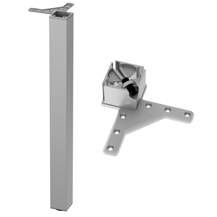 Square Furniture Leg 710mm, Satin, ZnAl Mounting Plate Furnica