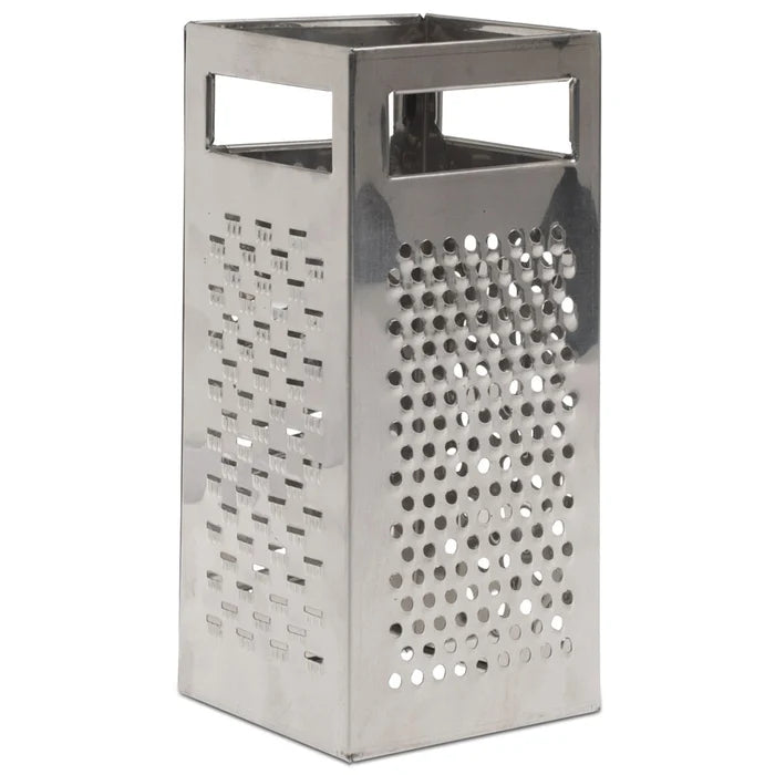 Metallic box grater on a white background