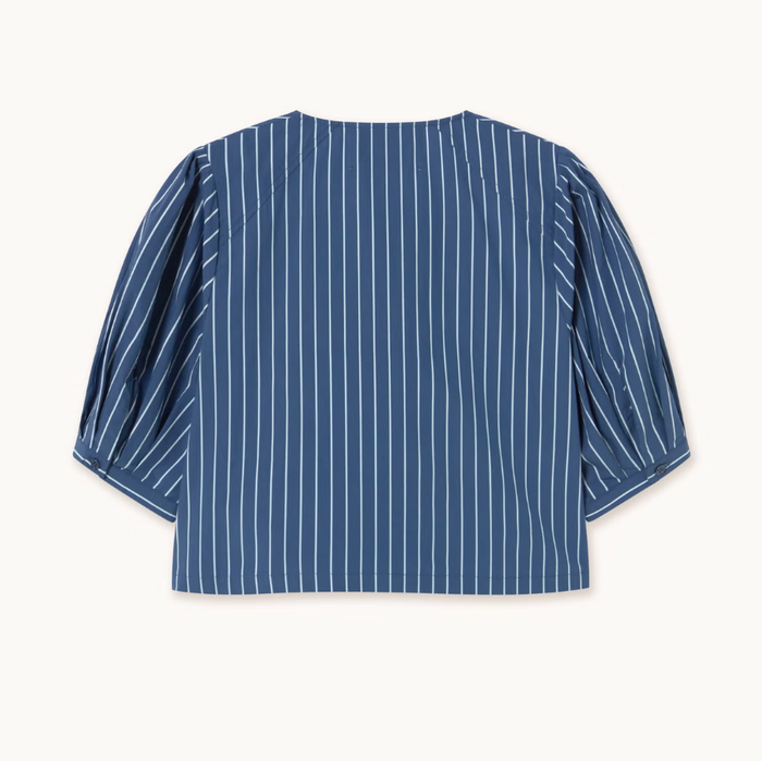 Striped Bow Blouse in Light Navy
