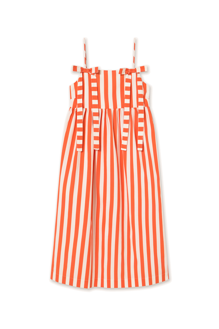Striped Bows Dress in Summer Red