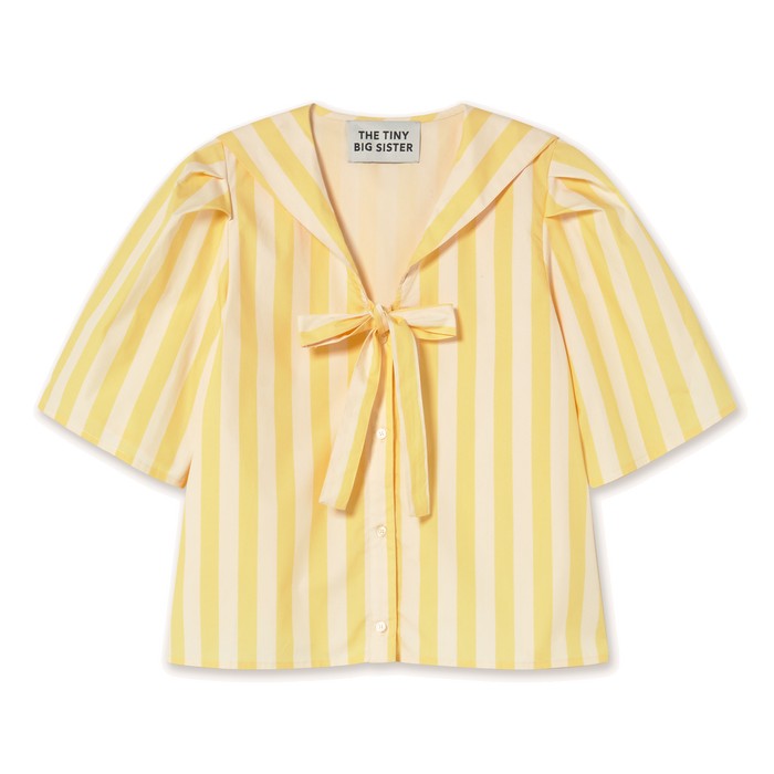Striped Sailor Neck Blouse in Mellow Yellow