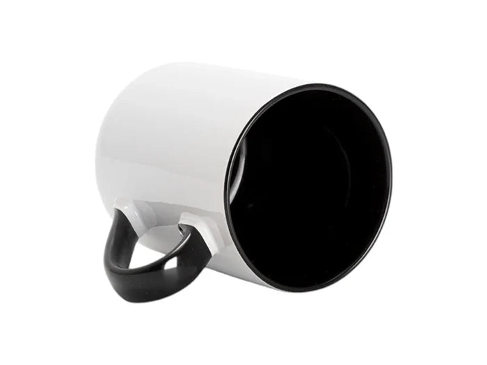 Sublimation 11oz Inner Handle Color Mugs w/ Curved Bottom (Black)