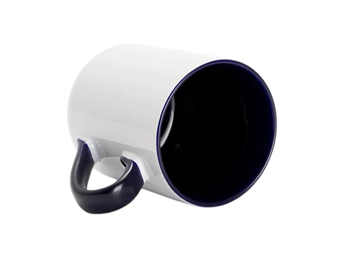 Sublimation 11oz Inner Handle Color Mugs w/ Curved Bottom (Dark Blue)