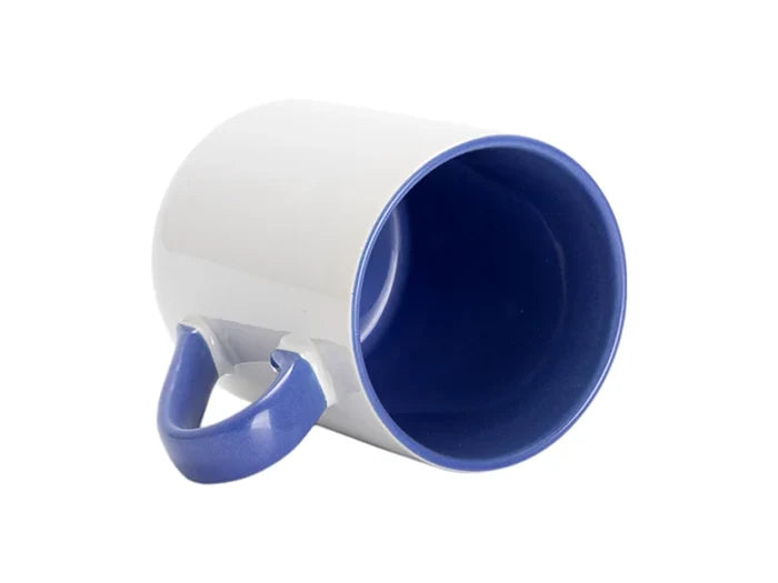 Sublimation 11oz Inner Handle Color Mugs w/ Curved Bottom (Medium Blue)