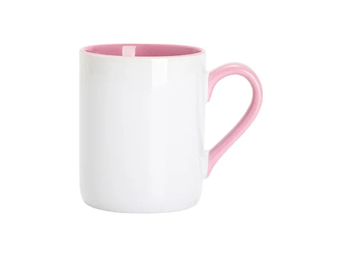 Sublimation 11oz Inner Handle Color Mugs w/ Curved Bottom (Pink)