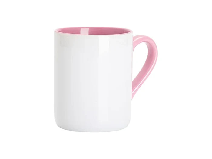 Sublimation 11oz Inner Handle Color Mugs w/ Curved Bottom (Pink)