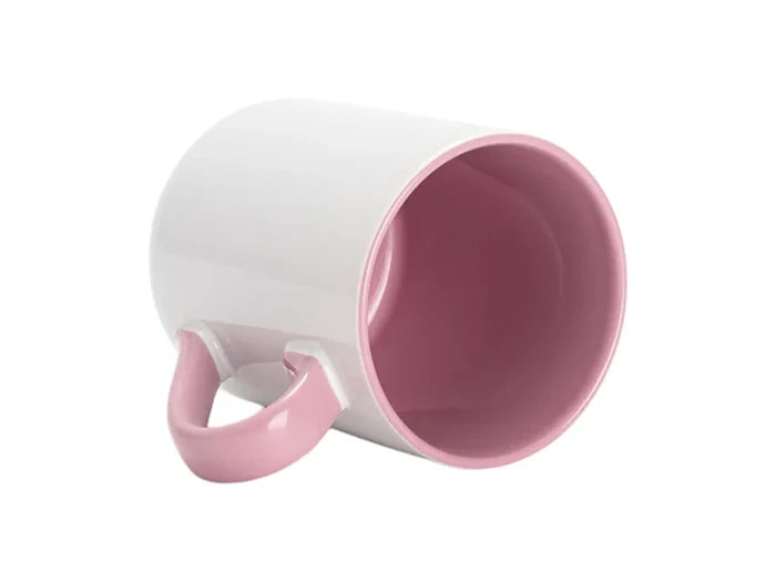 Sublimation 11oz Inner Handle Color Mugs w/ Curved Bottom (Pink)