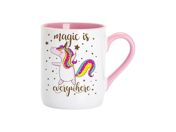 Sublimation 11oz Inner Handle Color Mugs w/ Curved Bottom (Pink)