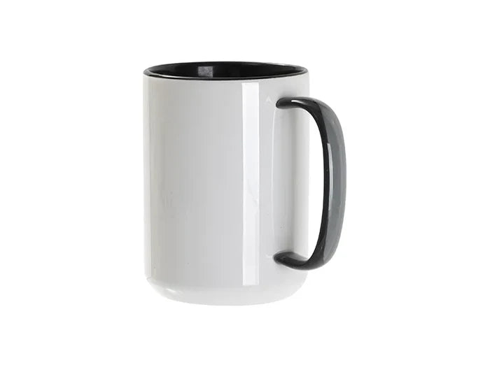 Sublimation Blanks 15oz Two-Tone Color Mug-Black (Black Glass Handle)