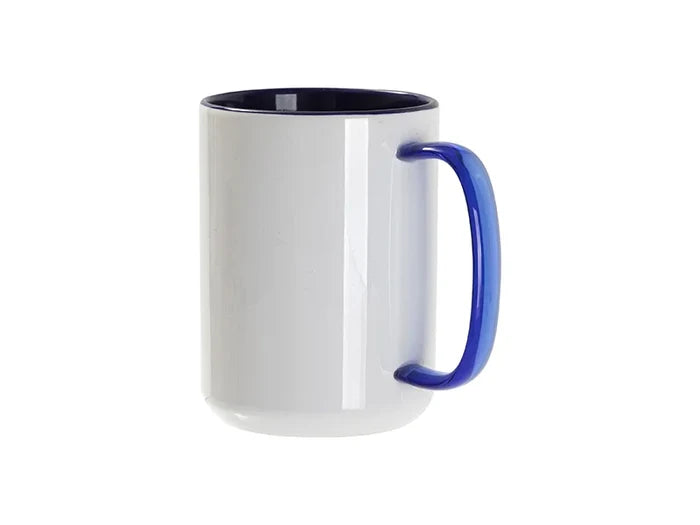 Sublimation Blanks 15oz Two-Tone Color Mug-Dark Blue (Blue Glass Handle)