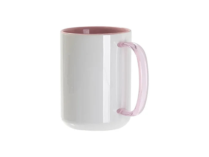 Sublimation Blanks 15oz Two-Tone Color Mug-Pink (Pink Glass Handle)