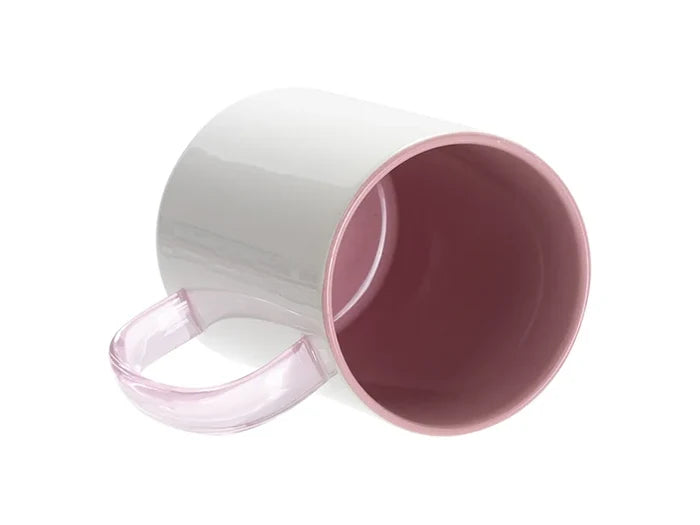 Sublimation Blanks 15oz Two-Tone Color Mug-Pink (Pink Glass Handle)