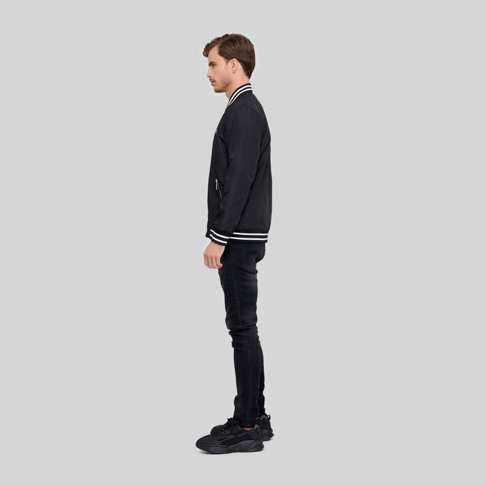 TAW BLACK BOMBER JACKET | Monastery Couture