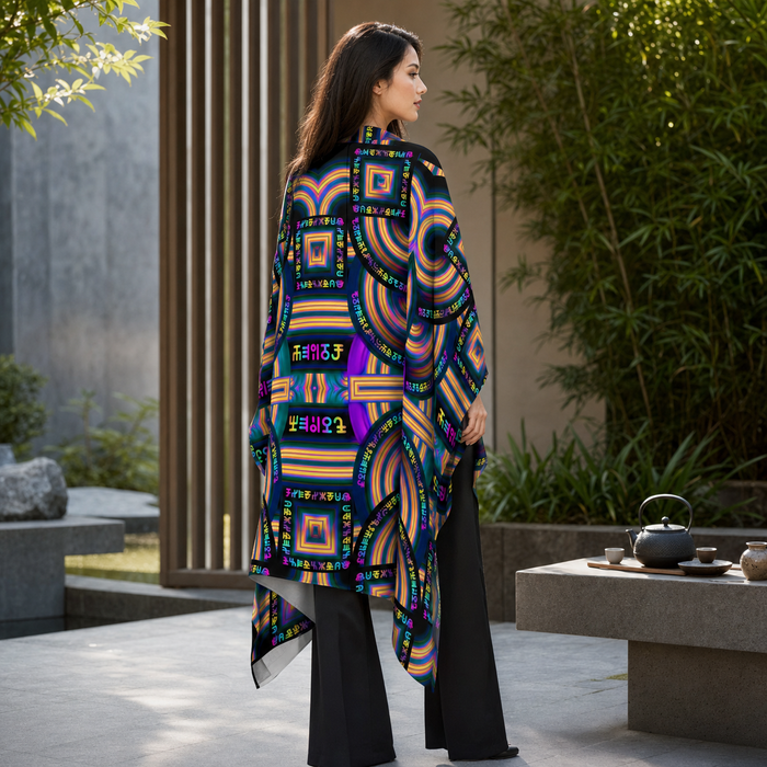 Tea Daze Draped Kimono lifestyle three-quarter back view