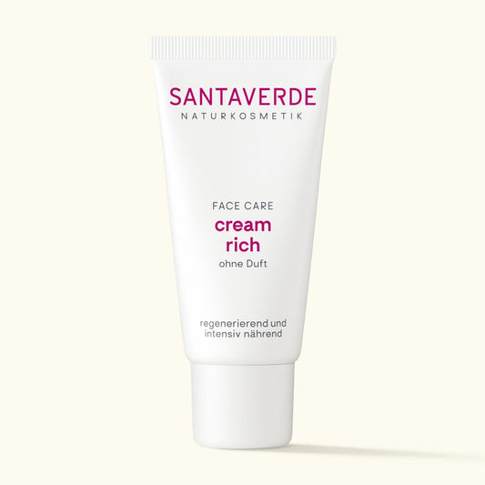 Santaverde cream rich ohne Duft – reichhaltige, parfumfreie Gesichtscreme mit Aloe Vera für trockene und sensible Haut