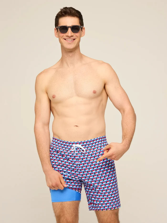 The Blue Ridge Bliss 7" (Classic Lined Swim Trunk) - Image 1 - Chubbies Shorts