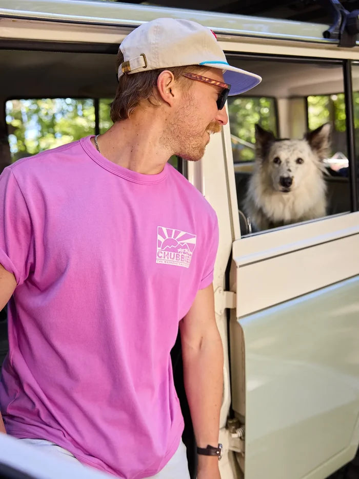 The Brighter Horizon (Non Pocket Graphic T-Shirt)- Pink - Image 2 - Chubbies Shorts
