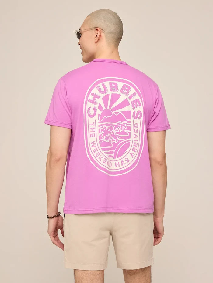 The Brighter Horizon (Non Pocket Graphic T-Shirt)- Pink - Image 2 - Chubbies Shorts