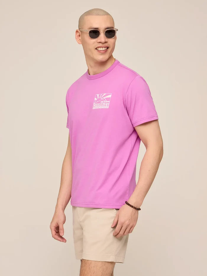 The Brighter Horizon (Non Pocket Graphic T-Shirt)- Pink - Image 3 - Chubbies Shorts