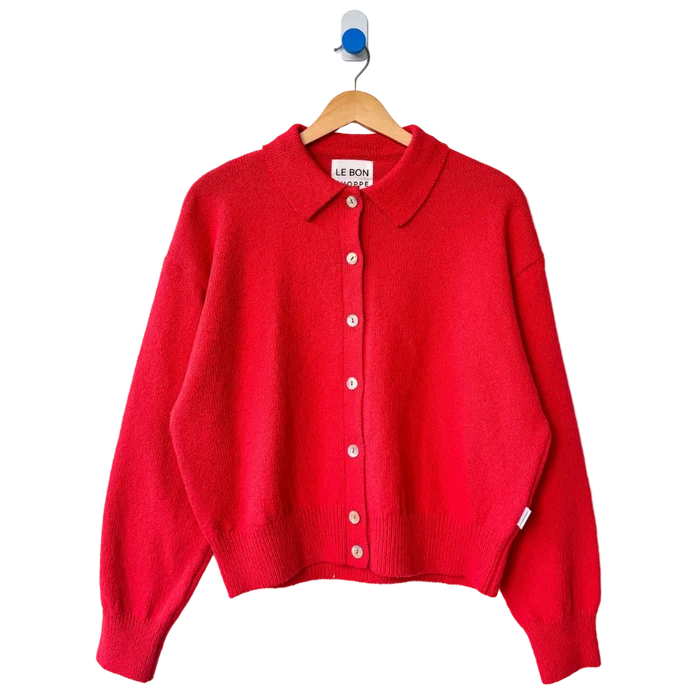 The Club Cardigan in Chili