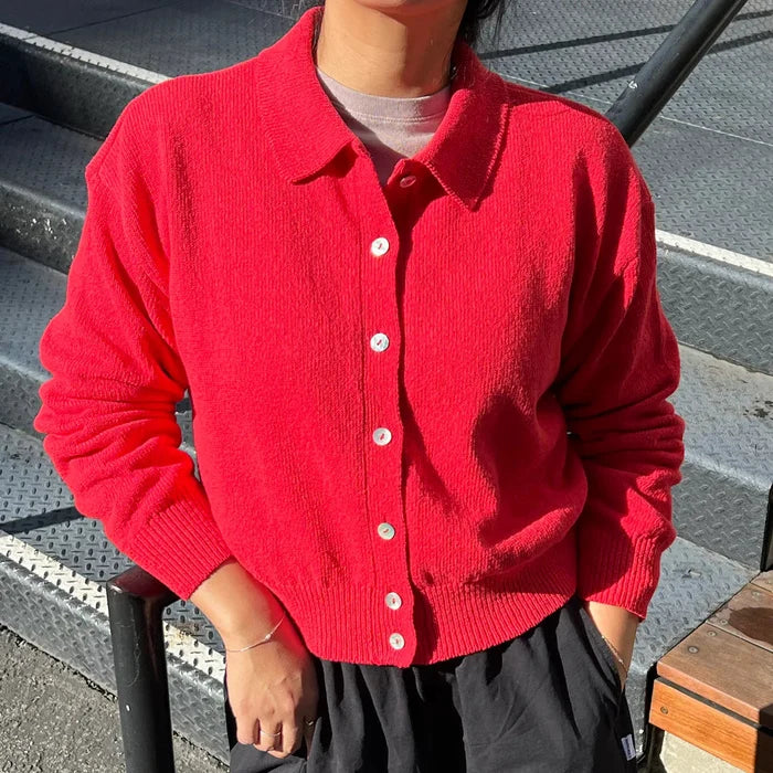 The Club Cardigan in Chili