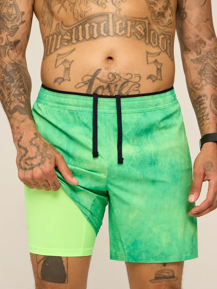 The Elements 7" (Ultimate Training Short with Hidden Liner) - Green - Image 1 - Chubbies Shorts