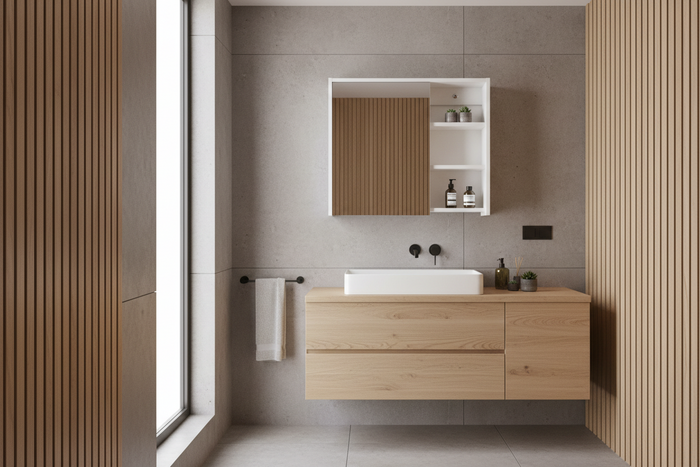 The European Bathroom Mirror Cabinet 700mm 100% WaterProof