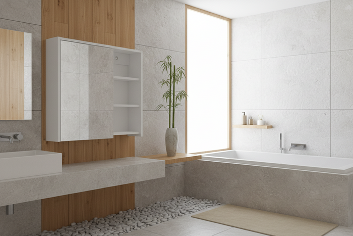 The European Bathroom Mirror Cabinet 700mm 100% WaterProof