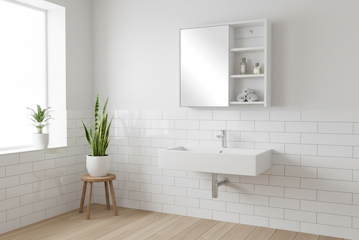 The European Bathroom Mirror Cabinet 700mm 100% WaterProof