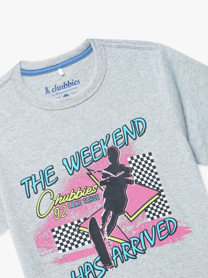 The Summer of '92 (Boys Non Pocket Graphic T-Shirt)- Gray - Image 2 - Chubbies Shorts