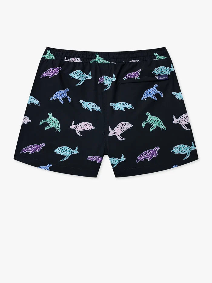 The Turtally Awesomes (Boys Lined Swim Trunk)- Black - Image 2 - Chubbies Shorts