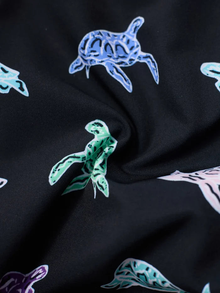 The Turtally Awesomes (Boys Lined Swim Trunk)- Black - Image 3 - Chubbies Shorts