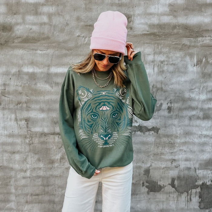 Tribal Tiger Crewneck - Mommy Apparel