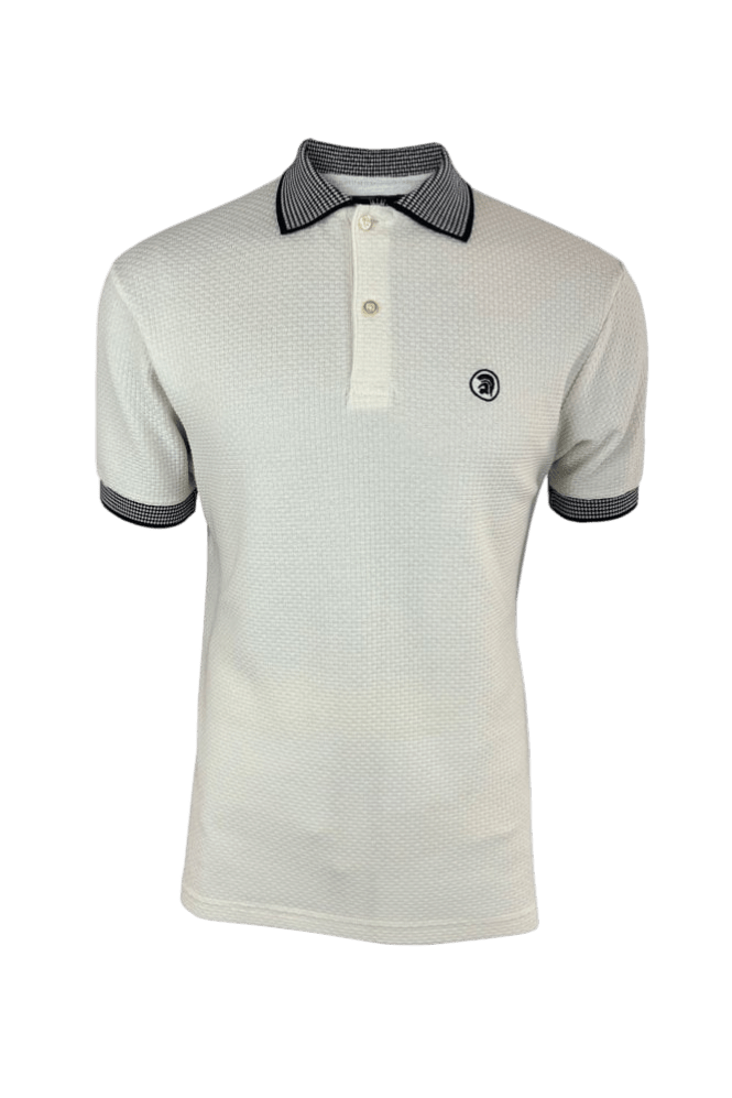 TROJAN Basket Weave Polo with jacquard collar and cuffs