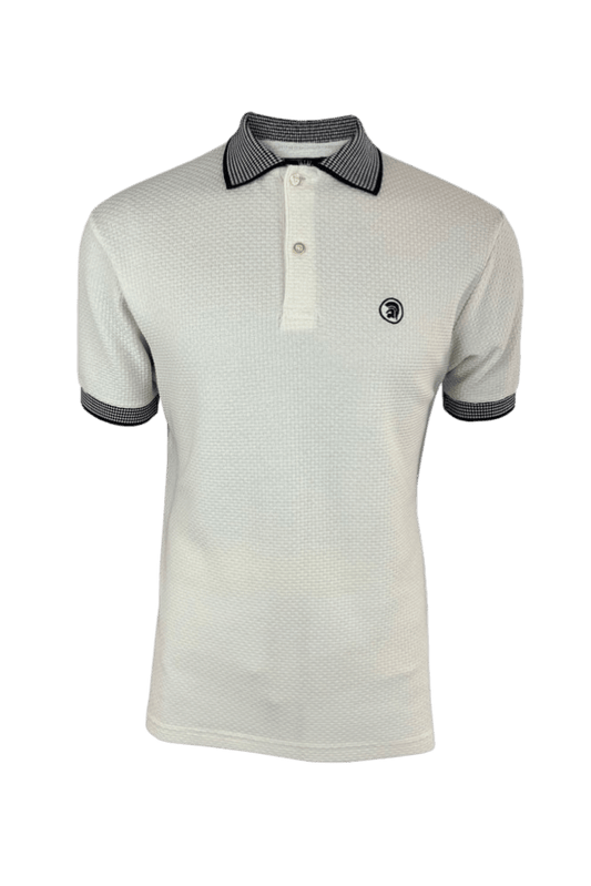 TROJAN Basket Weave Polo with jacquard collar and cuffs